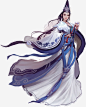 蓝衣长袍女子古风立绘-觅元素51yuansu.com png设计元素