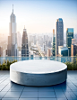 white-round-platform-cityscape