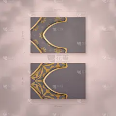 体面的名片在棕色与复古黄金图案为您的品牌。