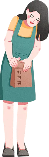光盘行动,节约粮食手绘插图-打包服务员