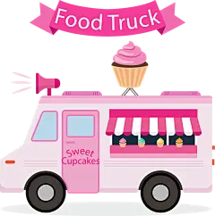 扁平汽车  冰淇淋冰激凌车  外卖车  冷饮车  png