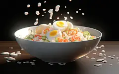 一碗米饭蛋炒饭鸡蛋盖饭摄影图素材