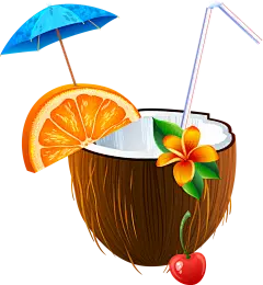 免扣背景PNG素材#夏日海滩椰汁#