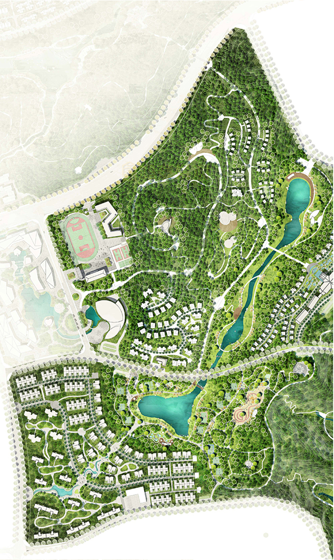 ps森系公园彩平规划景观彩平图PS素材新山体环湖公园彩平psd素材_4829896574