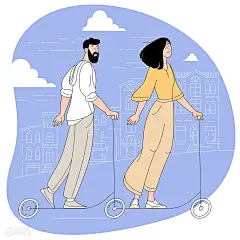 人物插画 线性插画 插画AI源文件-情感表达-插画图形素材-酷图网