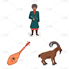 传统,高加索山脉,图标集,络腮胡子,男人,木制,国内著名景点,设计,收集,创新