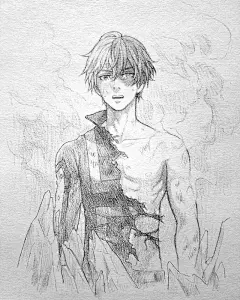 铅笔素描帅气的动漫男孩纸 
INS：khang.4
手绘素材 ​​​​