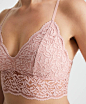 Oysho 淡粉色法式薄款美背内衣花卉蕾丝文胸 30199609927-tmall.com天猫