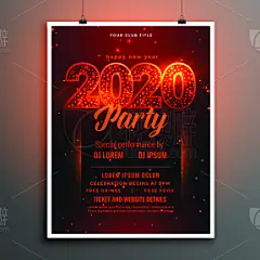 传单,新年前夕,模板,请柬,2020,事件,贺卡,节日,绘画插图,小册子