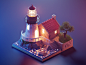 Lighthouse lighthouse lowpolyart low poly diorama isometric lowpoly render blender illustration 3d