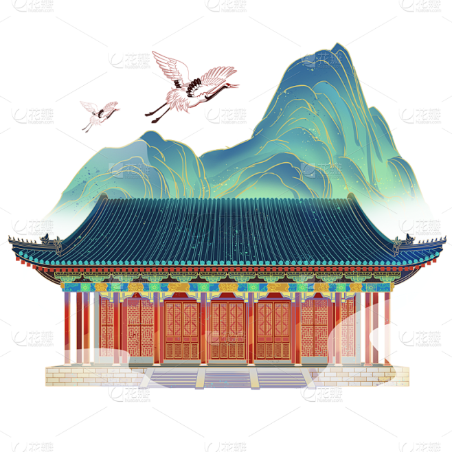 中国风建筑贴纸-大门