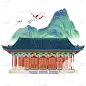 中国风建筑贴纸-大门