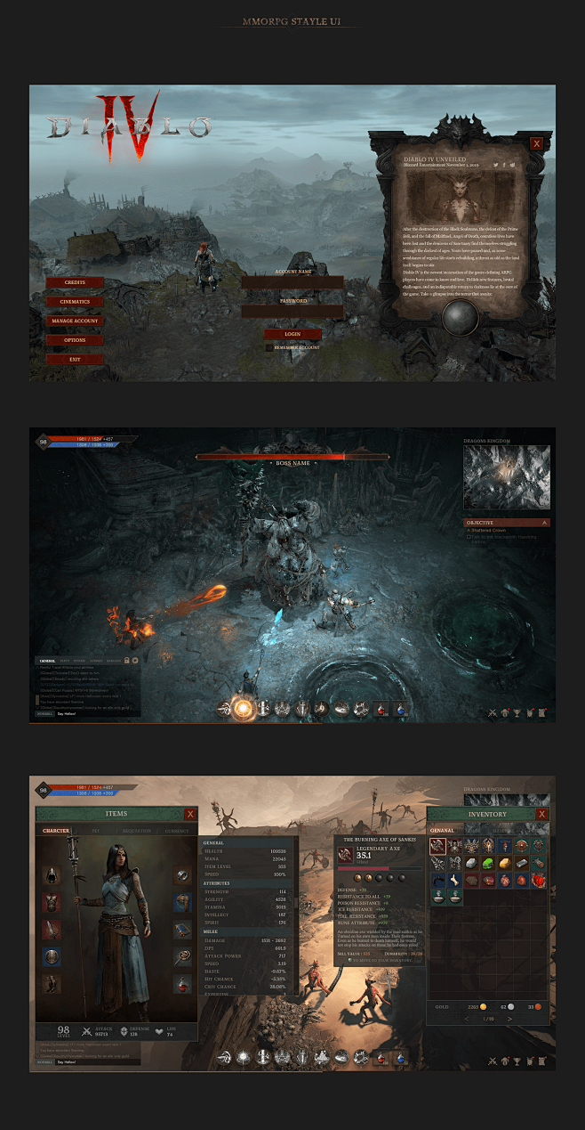 游戏 UI UX 暗黑破坏神 mmorp...