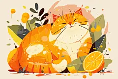 可爱卡通猫咪小橘猫插画素材