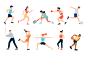 点击图片下载源文件（访问密码：请看画板描述）运动 锻炼 人物 插画 插图 跑步 网球 拳击 足球 棒球 羽毛球 瑜伽 体操 篮球 人物运动插画 扁平化