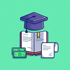 奖学金，学士帽，书和钱，卡通矢量插画矢量图设计素材