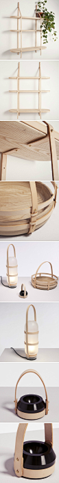 马鞍式的货架以及灯具：设计师 Tomás Alonso在设计节上提供了一系列的由皮革和木材相组合的马鞍式货架和灯具。其设计简洁，典雅，大方