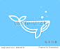 Vector linear logo and emblem - whale - fish abstract design elements on a blue backgrund