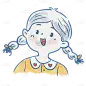 手绘-水彩简笔画少女人物插画4