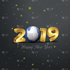 2019,南极洲,字体,新年前夕,创造力,华丽的,请柬,问候,庆祝