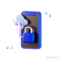 电话通讯安全锁保护3D图标 phone communication security lock protection icon
