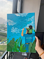 父亲节礼物丙烯画肌理画很简单的哦！