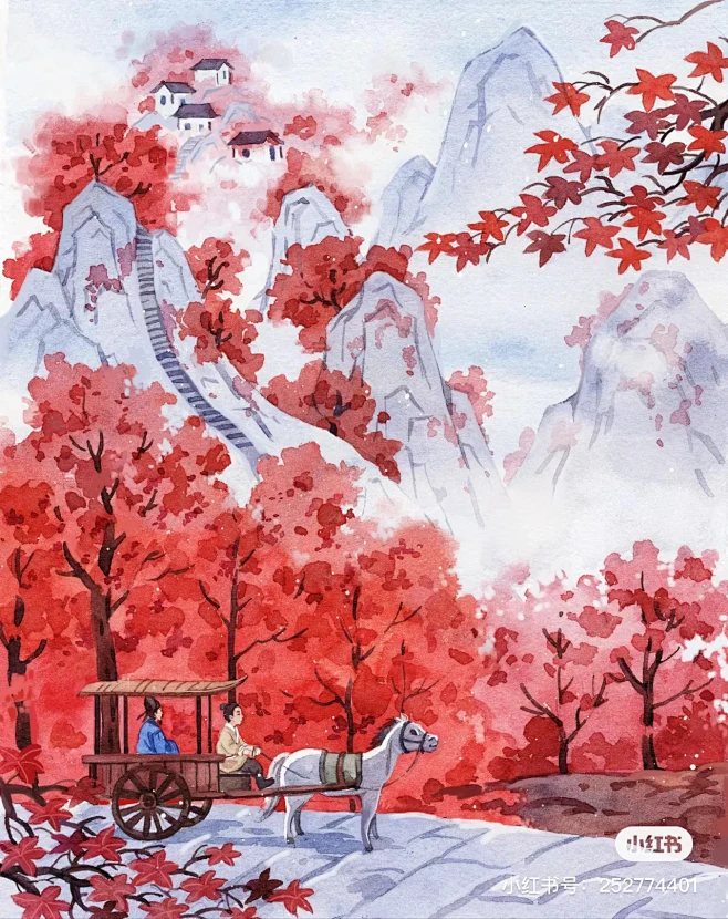 古诗 山行 图片素材_1-花瓣网