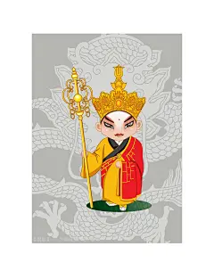 矢量卡通京剧人物
