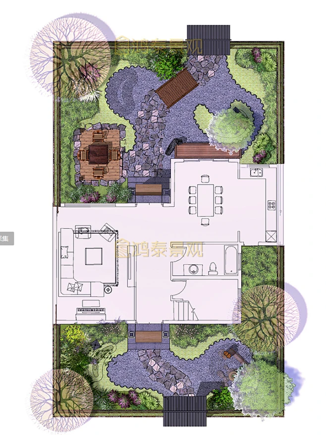 ps彩平住宅庭院落别墅景观园林私家花园彩色平面图PSD源文件素材-淘宝网-花瓣网