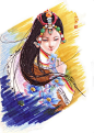 【首页更新.向日葵.~】彩铅和马克笔的涂鸦~~藏族女孩
