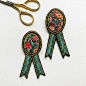 New floral badges  Just listed www.defnegunturkun.com/shop 
#embroidery #badge #pin #medal #brooch #floral #embroideryart #bordado #broderie #textileart #fiberart #modernmaker #modernembroidery #smallbusiness #creamente #spring #ribbon