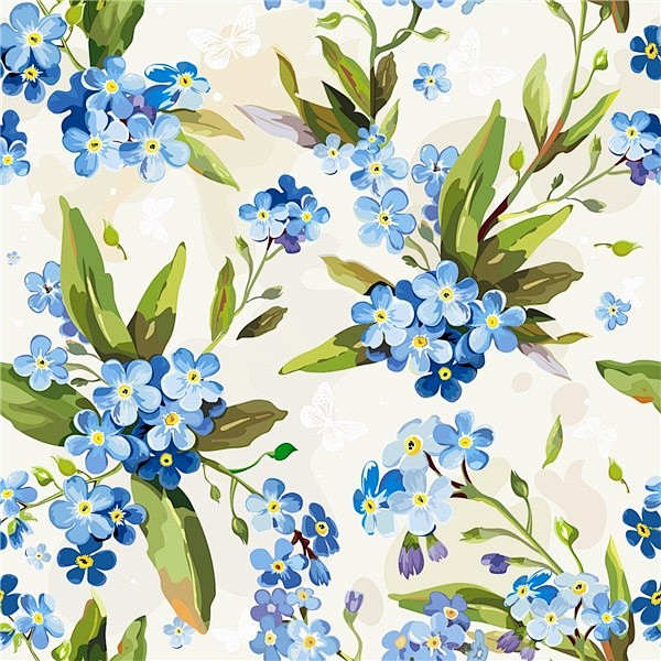 水彩手绘 花碎花 田园墙纸 背景素材平铺...