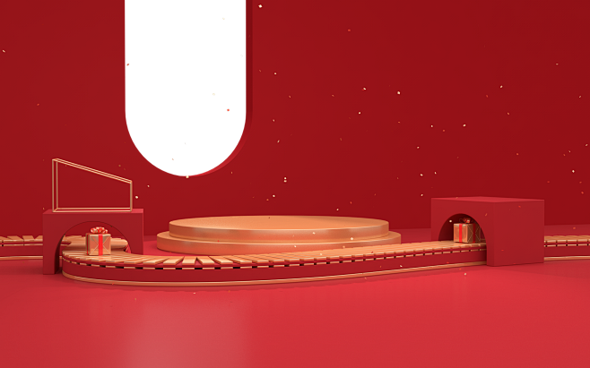 C4D 立体 红色  大促 背景