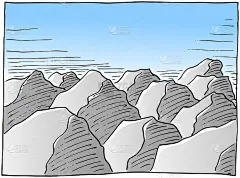 手绘岩石景观