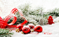 General 2560x1600 New Year snow ribbon Christmas ornaments  leaves