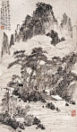 潘天寿“画笔”随谈潘天寿 1924年作 水云山中74×43cm
