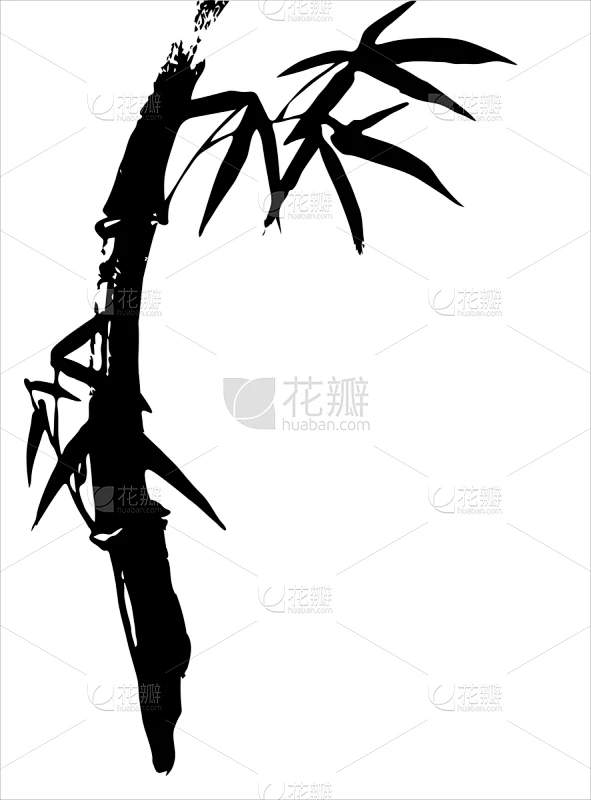 日本人,图像,竹,枝,叶子,矢量,墨水,高雅,东方人素材-花瓣网