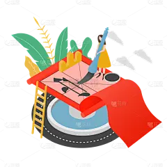 扁平风办公场景主题-写字