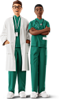 3D female doctor and male doctor standing together Illustration in PNG, SVG