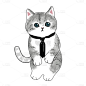 手绘-小猫动物元素贴纸-领带