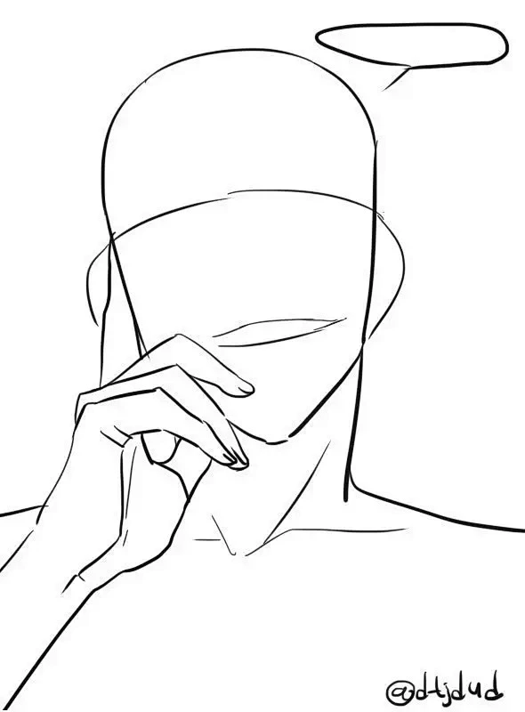 【板绘临摹】手托脸六连拍Pose—「单人线稿」-花瓣网