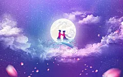 七夕牛郎织女鹊桥相会图片壁纸 