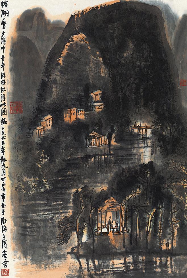 李可染 ·《榕湖夕照》丨题识：榕湖一瞥夕...