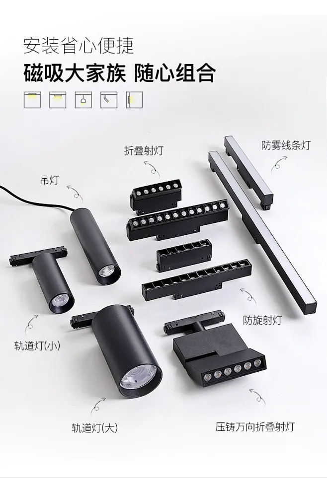 磁吸轨道灯嵌入式无主灯明装线性灯客厅照明导轨灯轨道射灯磁吸灯-tmall.com天猫-花瓣网