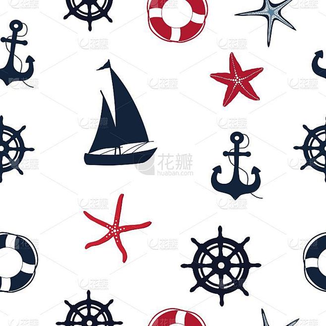 海洋无缝图案与航海元素
