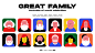 GREAT FAMILY是以世界知名科学家与艺术家组成的一系列插画图案，象征联想的科技性和艺术性。我把这十二位科技艺术名人的形象抽象化，艺术化，具有很强的装饰性和趣味性。简洁的风格适配笔记本封面，无论是笔记本A面贴纸亦或是壁纸，都很完美的做到了极高的适配性。