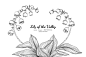 Lily of the valley flower and leaf hand drawn botanical illustration with line art.