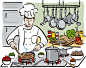 卡通烹饪厨师插画矢量素材，素材格式：EPS，素材关键词：厨房,厨师,烹饪