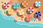 Beach Flat Design - aerial view : Beach Flat Design - aerial view