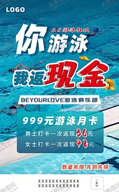 游泳海报 【酷图网】游泳,海报,月卡,健身,返现